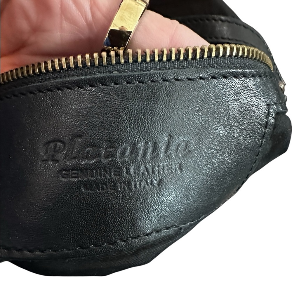 Platania Black Leather Studded Shoulder Bag tote - Picture 7 of 8
